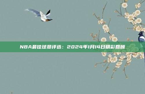 NBA最佳球员评选：2024年1月14日精彩回顾