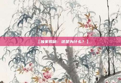 【独家揭秘：这是为什么？】