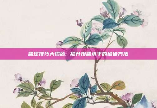 篮球技巧大揭秘: 提升投篮水平的绝佳方法