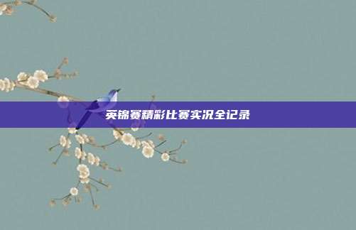 英锦赛精彩比赛实况全记录