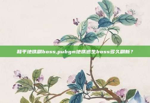 和平地铁刷boss,pubgm地铁逃生boss多久刷新？