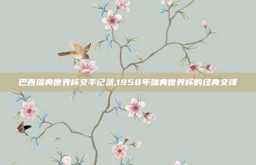 巴西瑞典世界杯交手记录,1958年瑞典世界杯的经典交锋