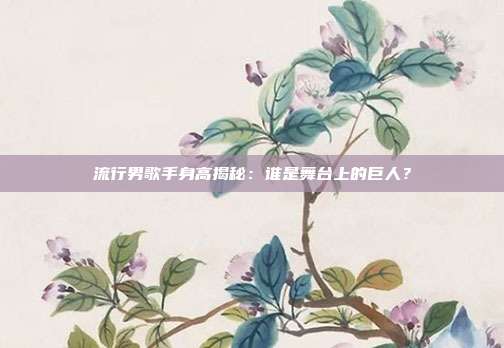 流行男歌手身高揭秘：谁是舞台上的巨人？