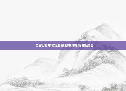 《武汉小篮球赛精彩瞬间重温》