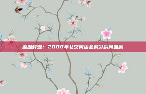 重温辉煌：2008年北京奥运会精彩瞬间回顾