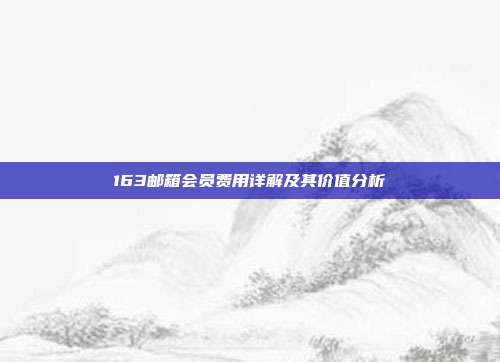 163邮箱会员费用详解及其价值分析