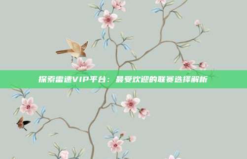 探索雷速VIP平台：最受欢迎的联赛选择解析