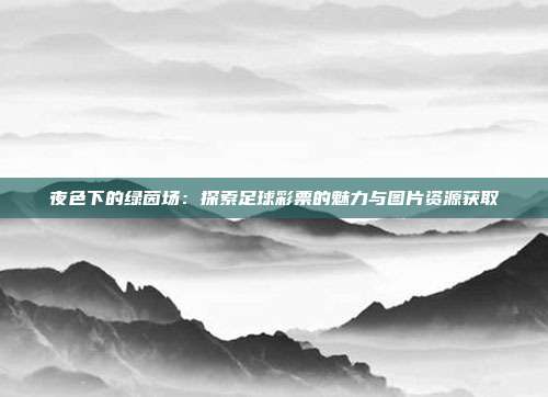 夜色下的绿茵场：探索足球彩票的魅力与图片资源获取