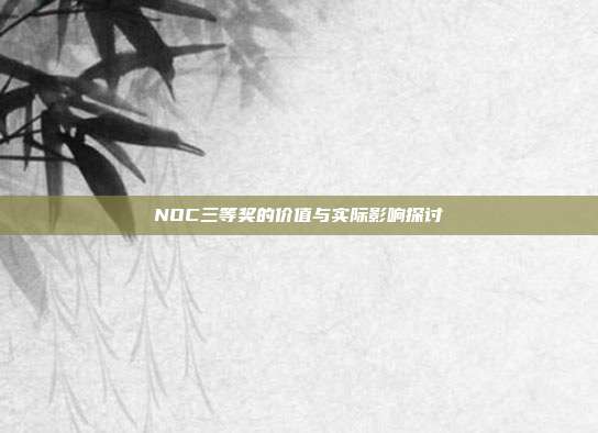 NOC三等奖的价值与实际影响探讨