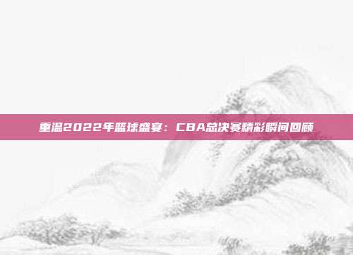 重温2022年篮球盛宴：CBA总决赛精彩瞬间回顾