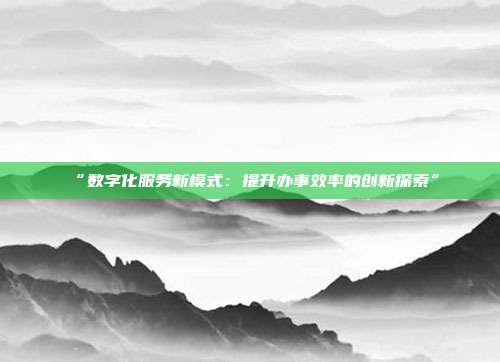 “数字化服务新模式：提升办事效率的创新探索”