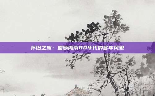 怀旧之旅：回顾湖南80年代的客车风貌