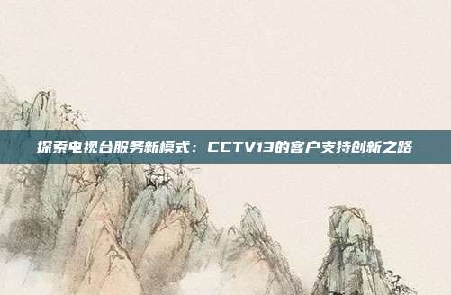 探索电视台服务新模式：CCTV13的客户支持创新之路