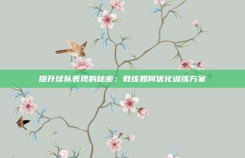 提升球队表现的秘密：教练如何优化训练方案