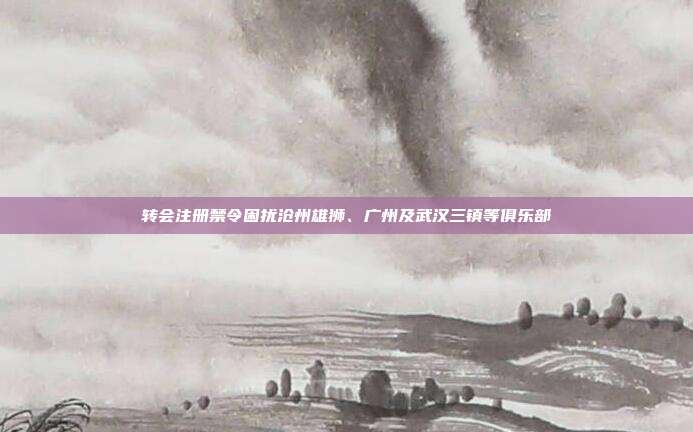 转会注册禁令困扰沧州雄狮、广州及武汉三镇等俱乐部