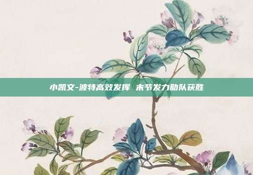 小凯文-波特高效发挥 末节发力助队获胜