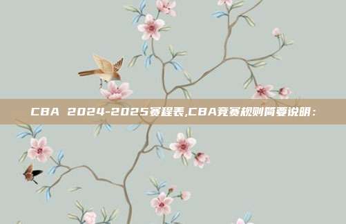 CBA 2024-2025赛程表,CBA竞赛规则简要说明：