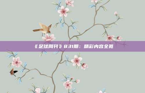 《足球周刊》831期：精彩内容全览