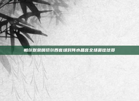 帕尔默荣膺切尔西客场对阵水晶宫全场最佳球员