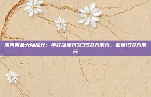 澳网奖金大幅提升：单打冠军将获350万澳元，亚军190万澳元