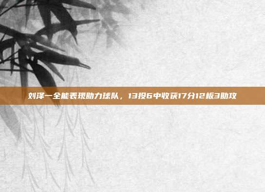 刘泽一全能表现助力球队，13投6中收获17分12板3助攻